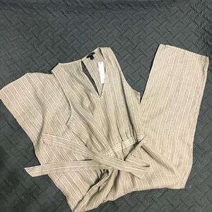 DREW Beige Striped Jumpsuit